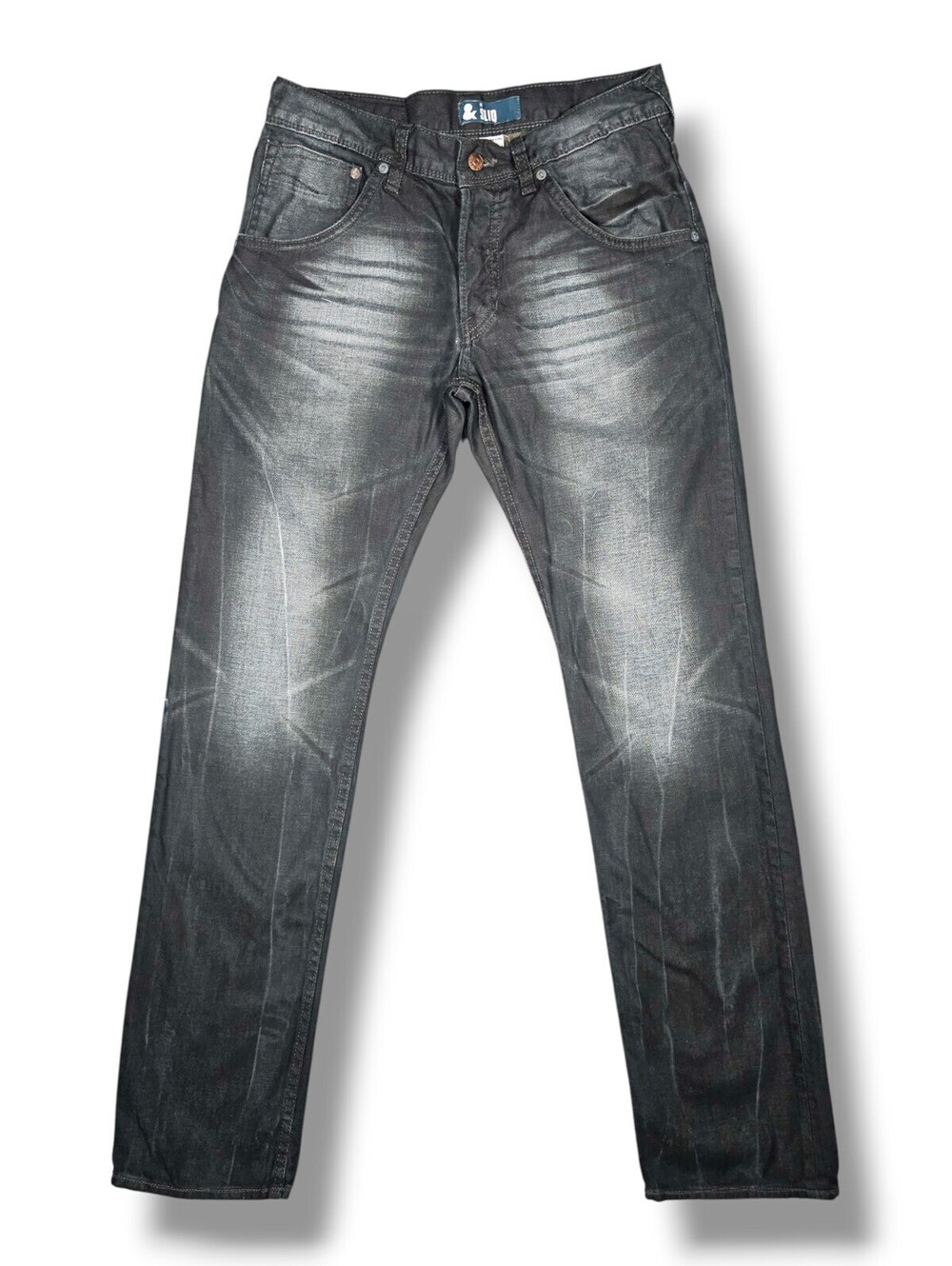 Black Slim Fit Faded Denim Jeans Y2K Punk Emo Rocker Scene Goth Grunge 30x33
